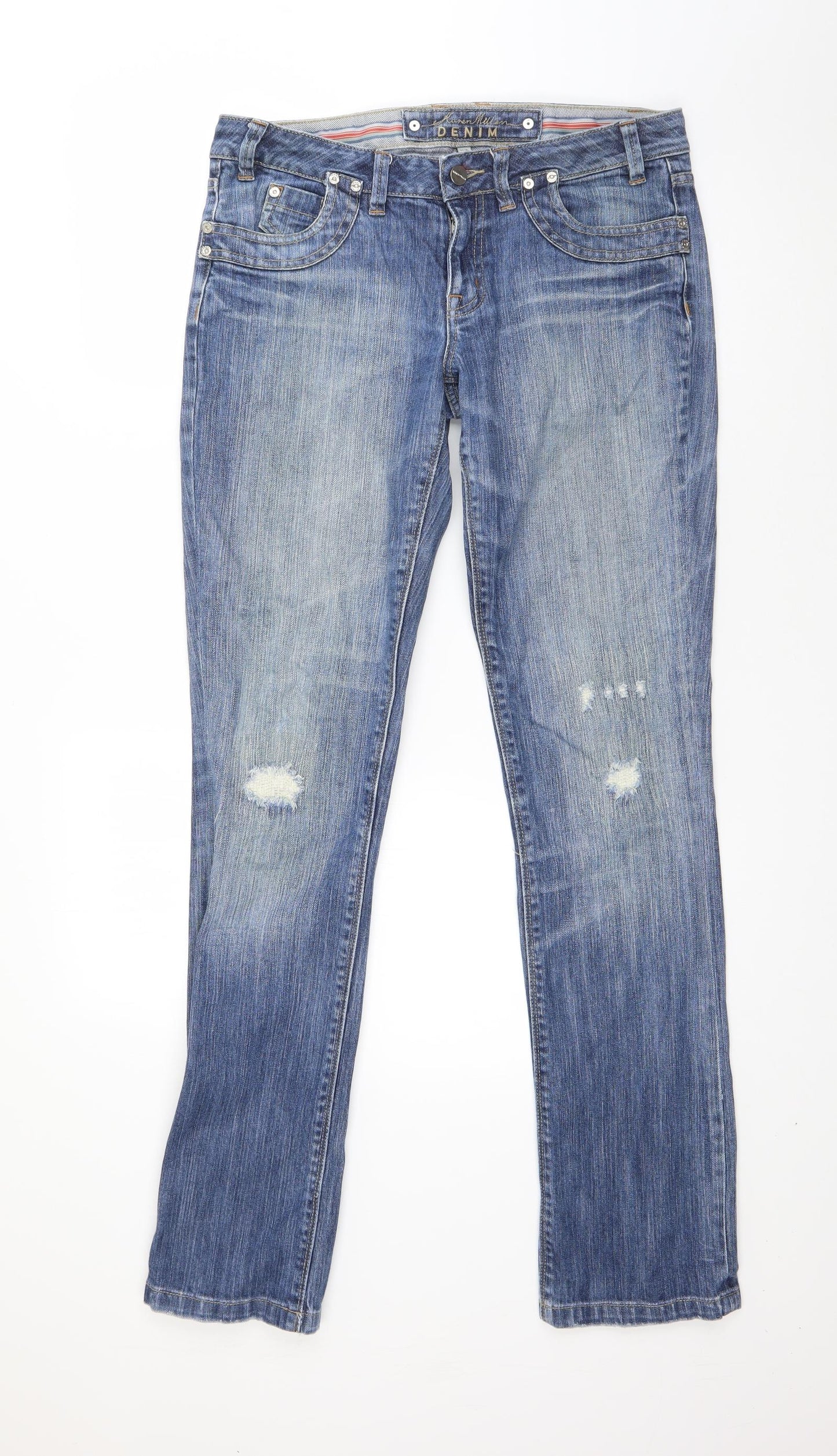 Karen Miller Womens Blue  Cotton Straight Jeans Size 10 L32 in Regular