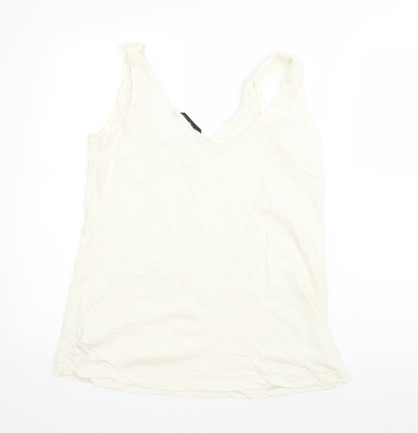 F&F Womens Beige  Cotton Basic Tank Size 10 V-Neck