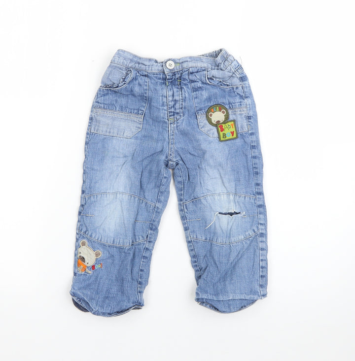 TU Baby Blue Cotton Jeans Size 18-24 Months - baby bear