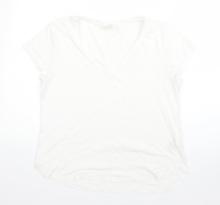 H&M Womens White 100% Cotton Basic T-Shirt Size M Round Neck