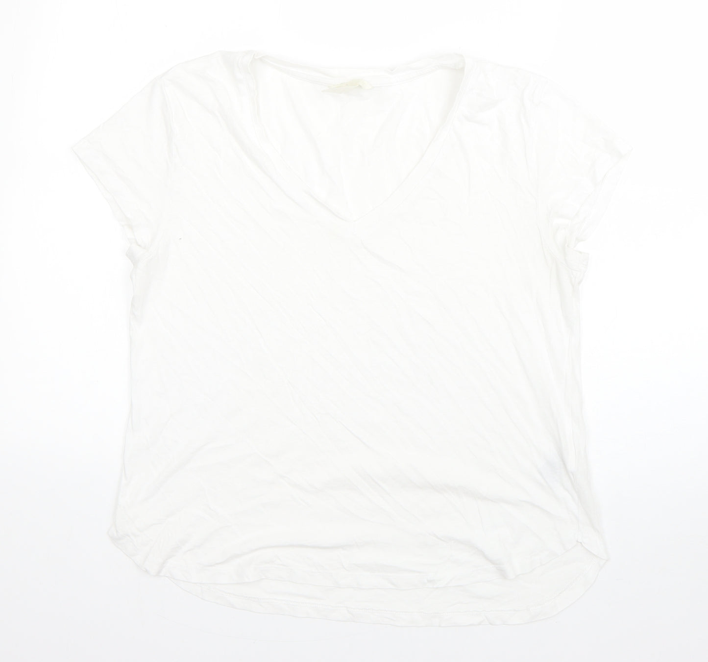H&M Womens White  100% Cotton Basic T-Shirt Size M Round Neck