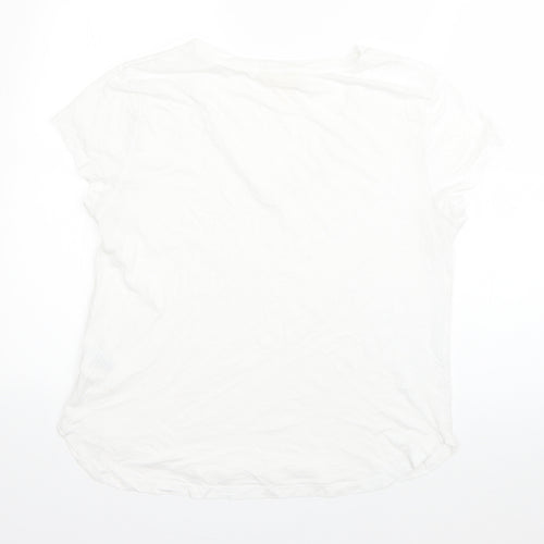 H&M Womens White  100% Cotton Basic T-Shirt Size M Round Neck
