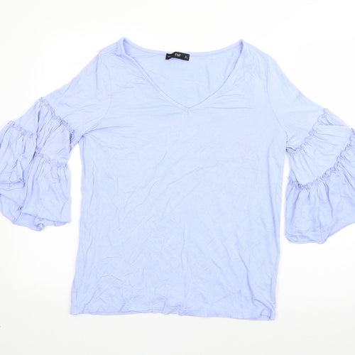 F&F Womens Purple  Viscose Basic Blouse Size 8 Round Neck