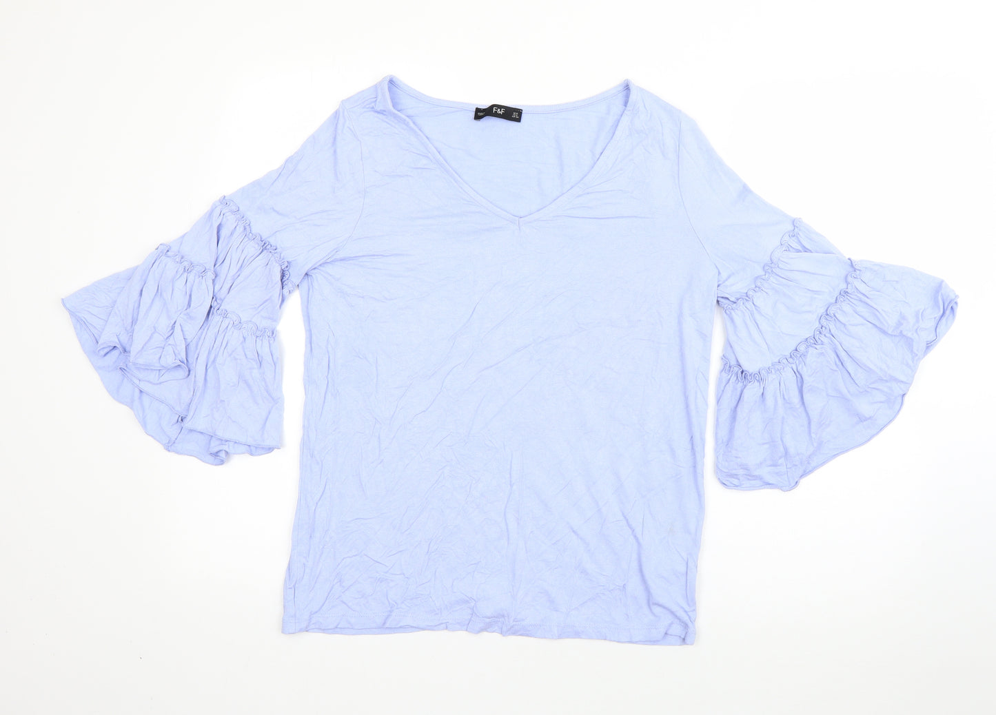 F&F Womens Purple  Viscose Basic Blouse Size 8 Round Neck