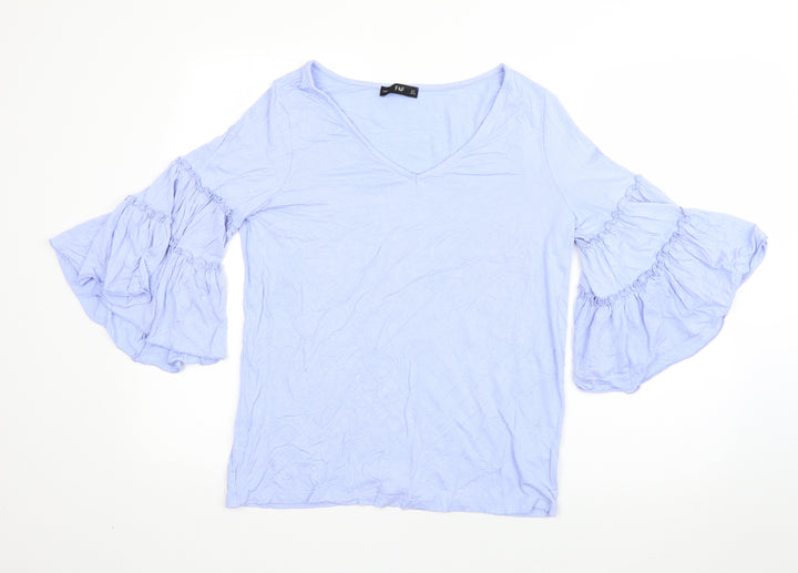 F&F Womens Purple  Viscose Basic Blouse Size 8 Round Neck