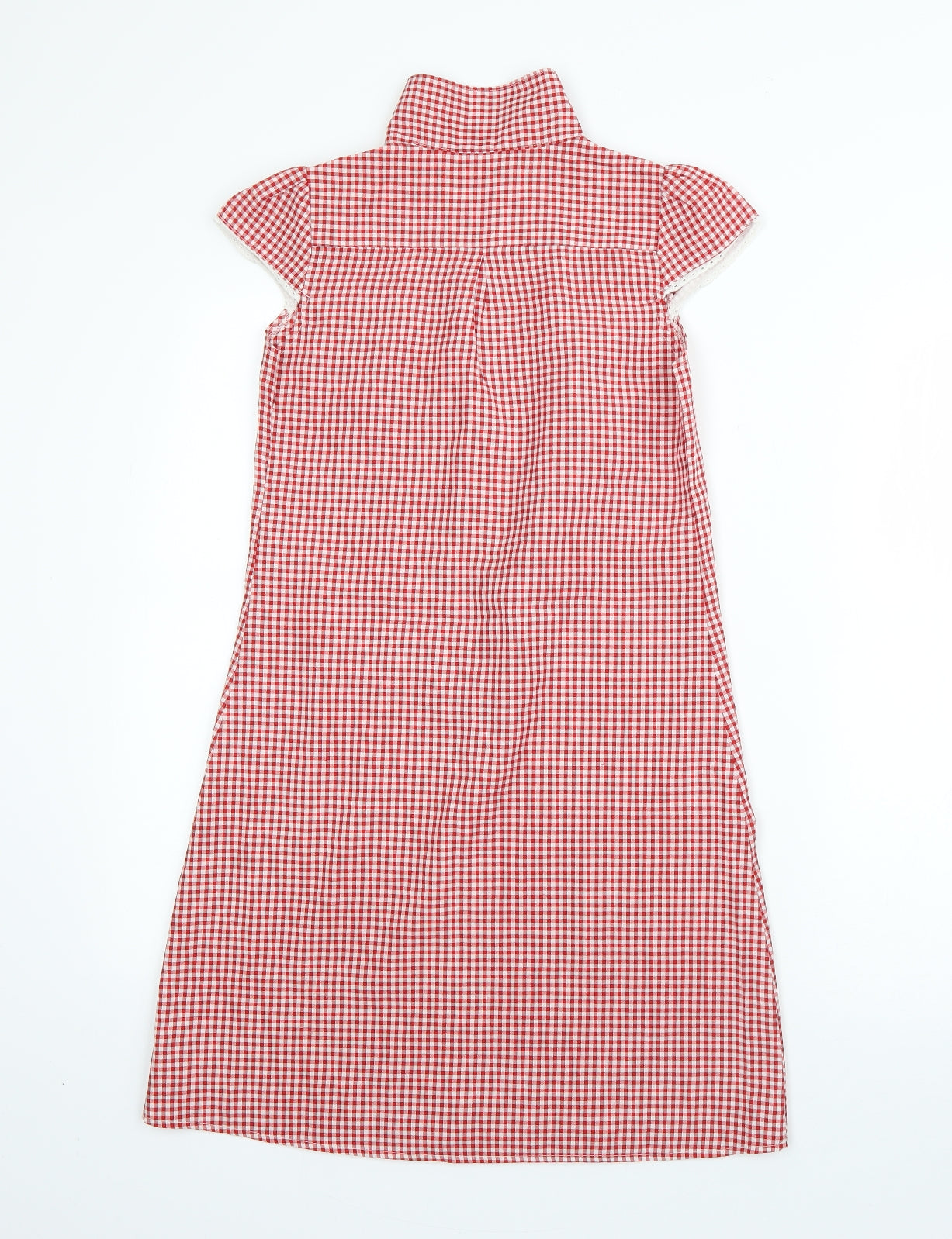 BHS Girls Red Check Polyester Shirt Dress  Size 10 Years  Collared