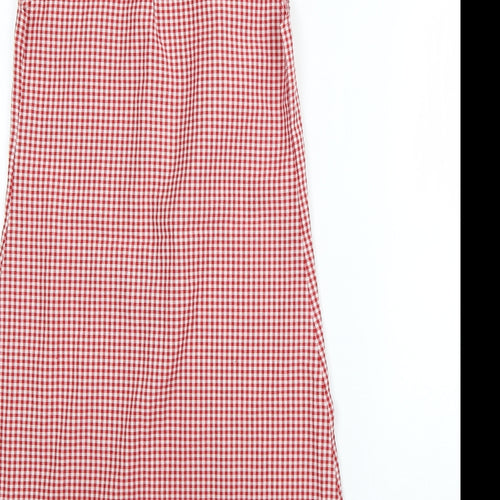 BHS Girls Red Check Polyester Shirt Dress  Size 10 Years  Collared