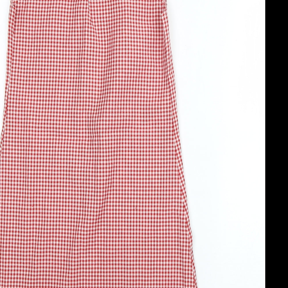 BHS Girls Red Check Polyester Shirt Dress  Size 10 Years  Collared