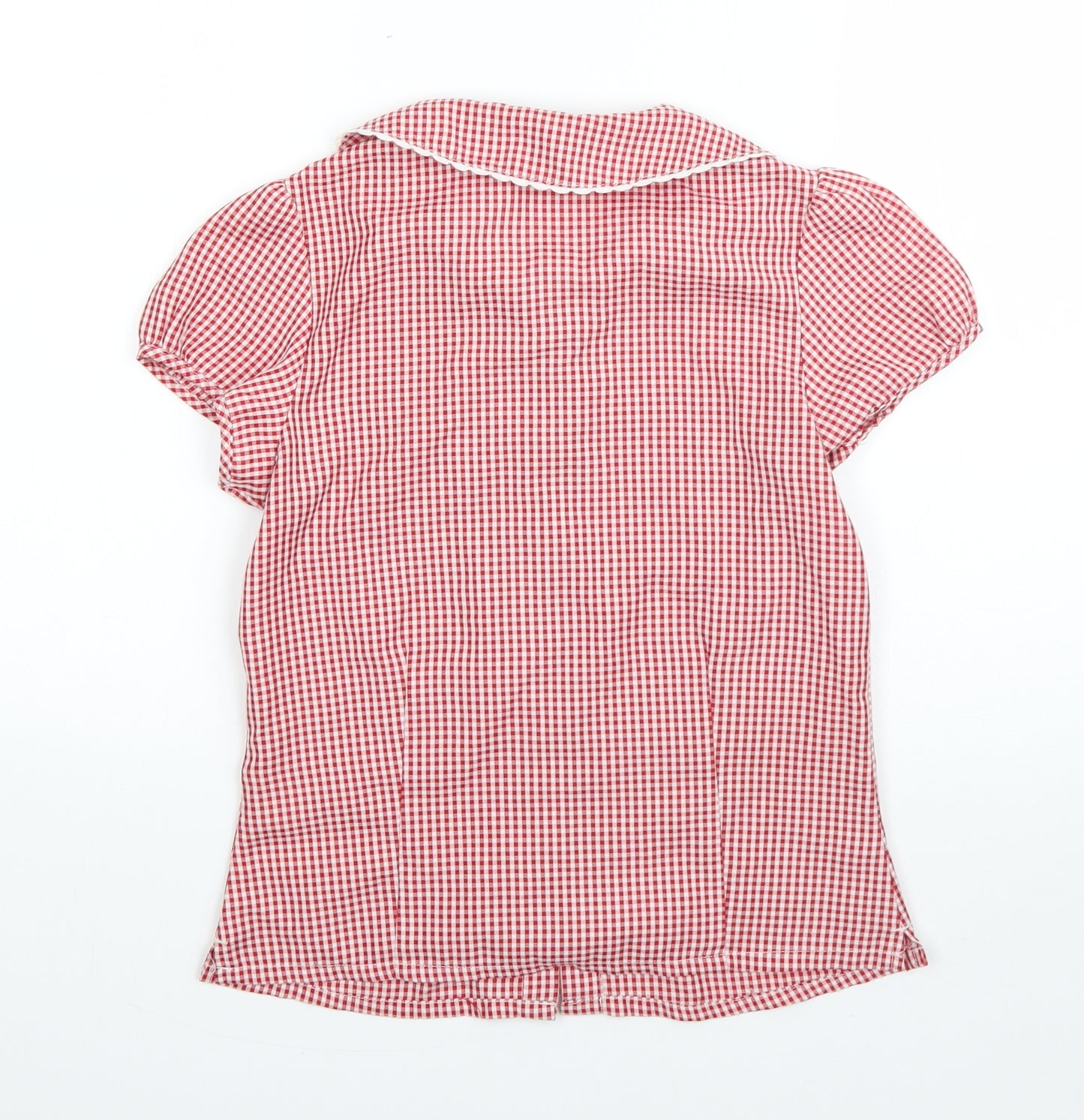 Debenhams Girls Red Check Polyester Basic Button-Up Size 11 Years Collared