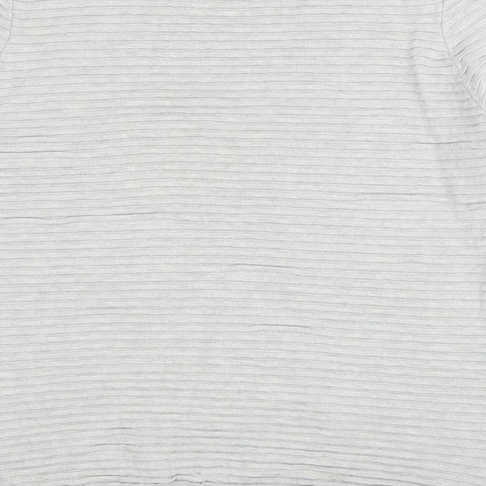 Topman Mens Grey Round Neck Striped Cotton Pullover Jumper Size M