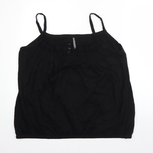 BM Womens Black  Cotton Basic Blouse Size XL Square Neck