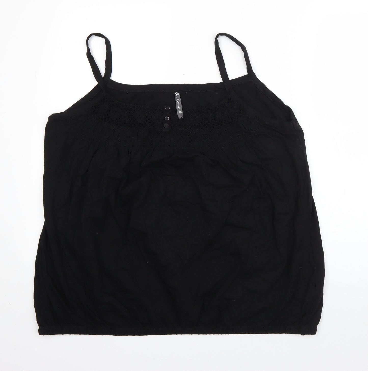 BM Womens Black  Cotton Basic Blouse Size XL Square Neck