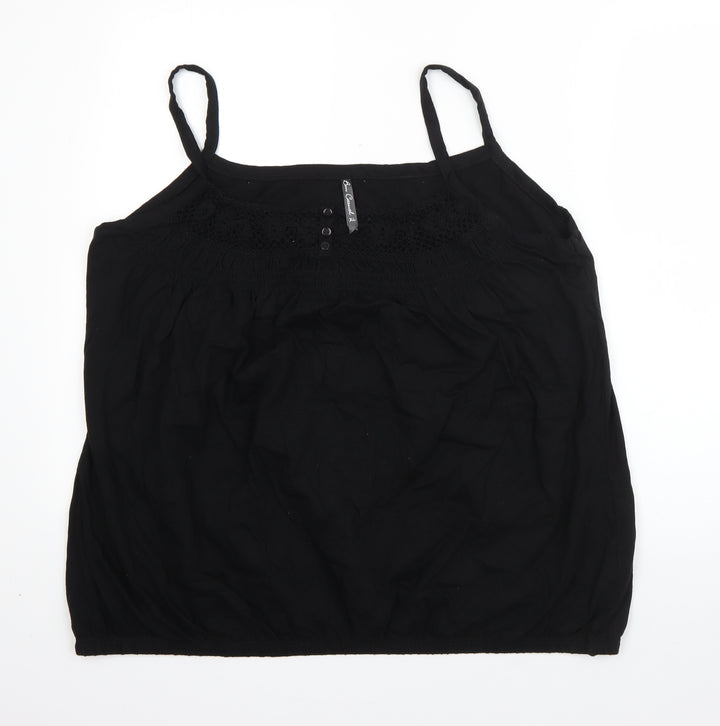 BM Womens Black  Cotton Basic Blouse Size XL Square Neck