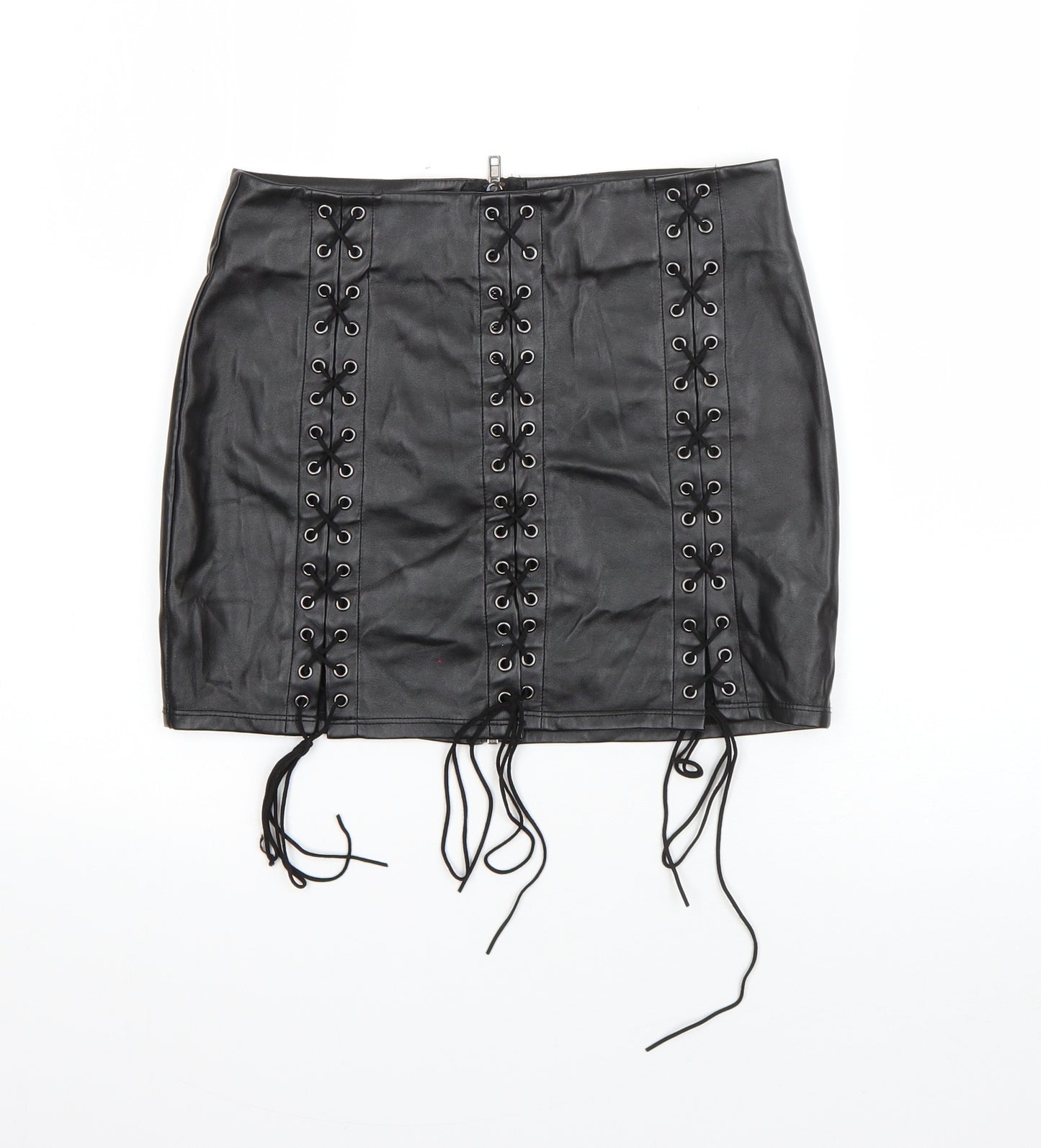 Ann Summers Womens Black  Polyurethane Straight & Pencil Skirt Size 10   Zip