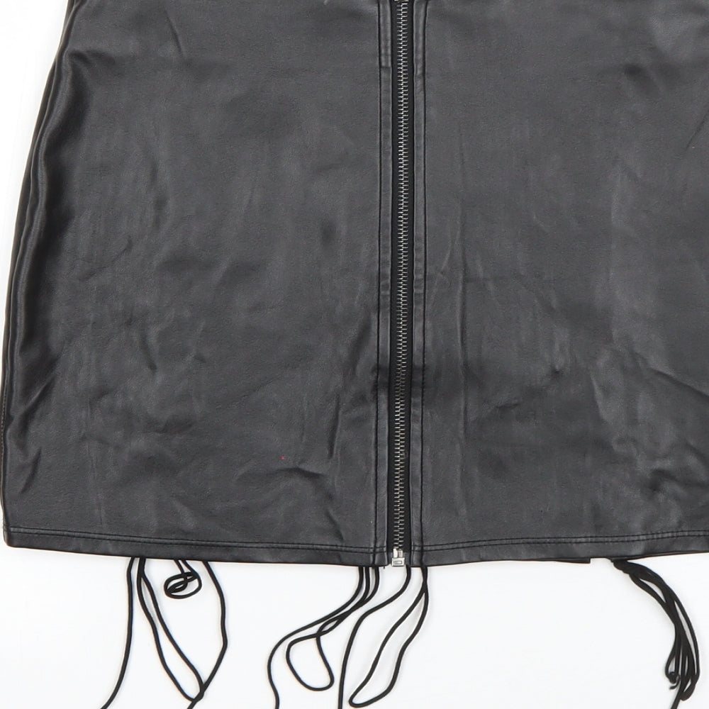 Ann Summers Womens Black  Polyurethane Straight & Pencil Skirt Size 10   Zip