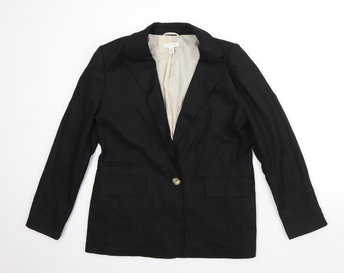 Topshop Womens Black   Jacket Blazer Size 12  Button