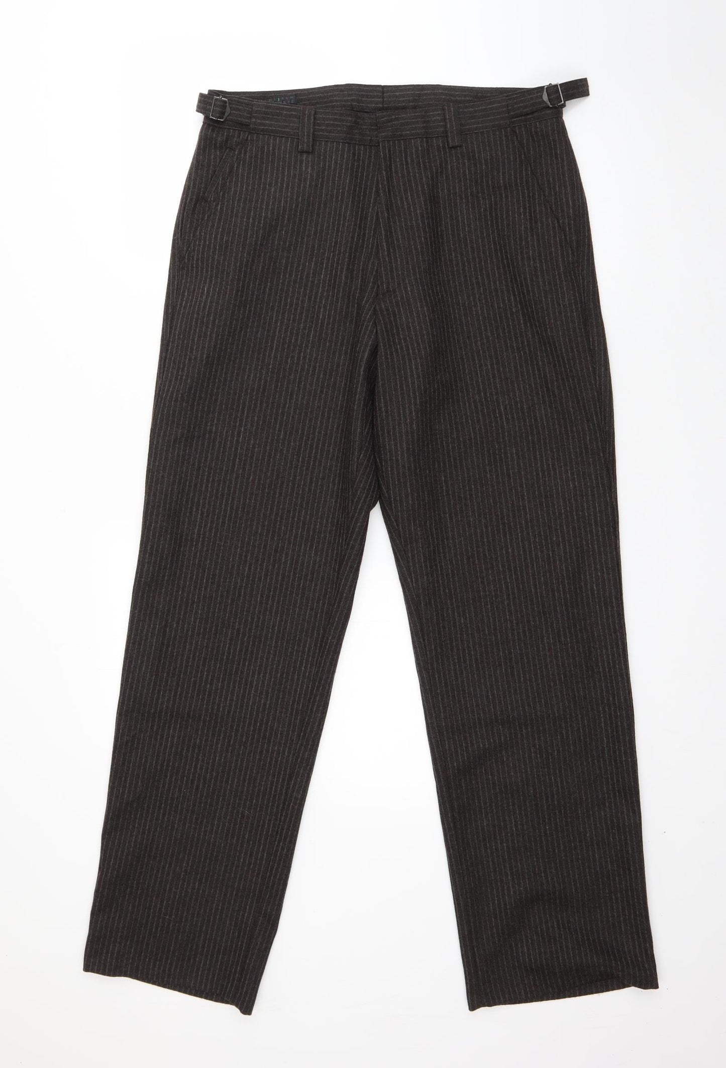 HIJKLM Womens Brown Striped Wool Dress Pants Trousers Size 32 L30 in Regular