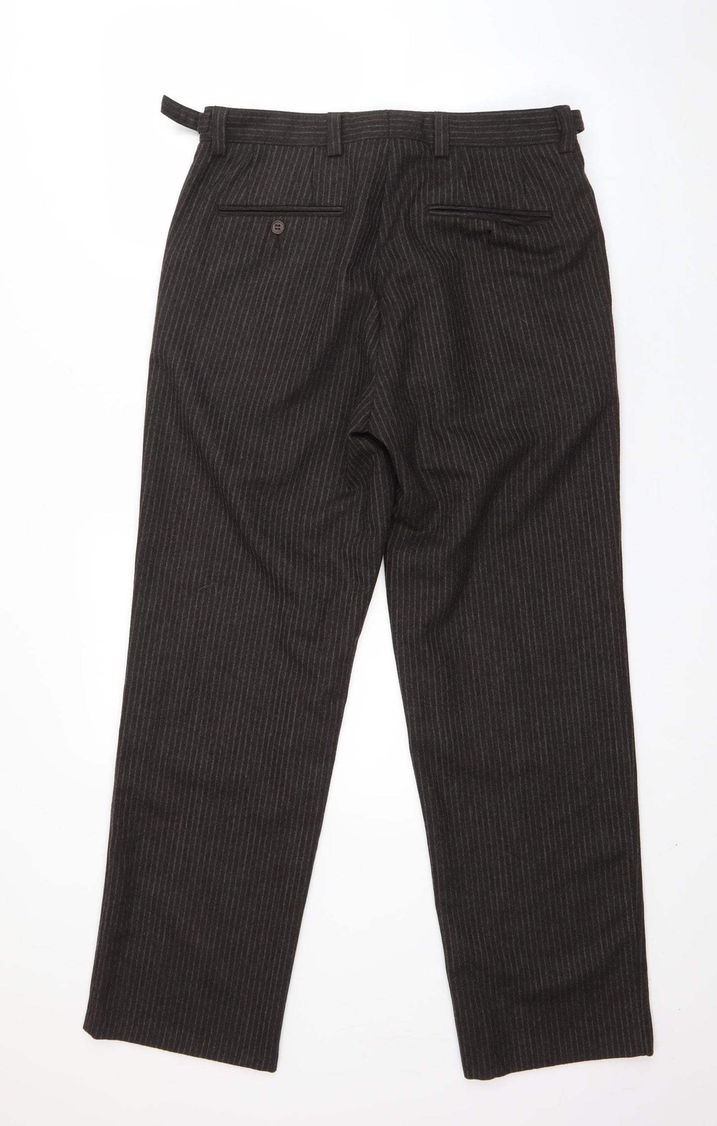 HIJKLM Womens Brown Striped Wool Dress Pants Trousers Size 32 L30 in Regular