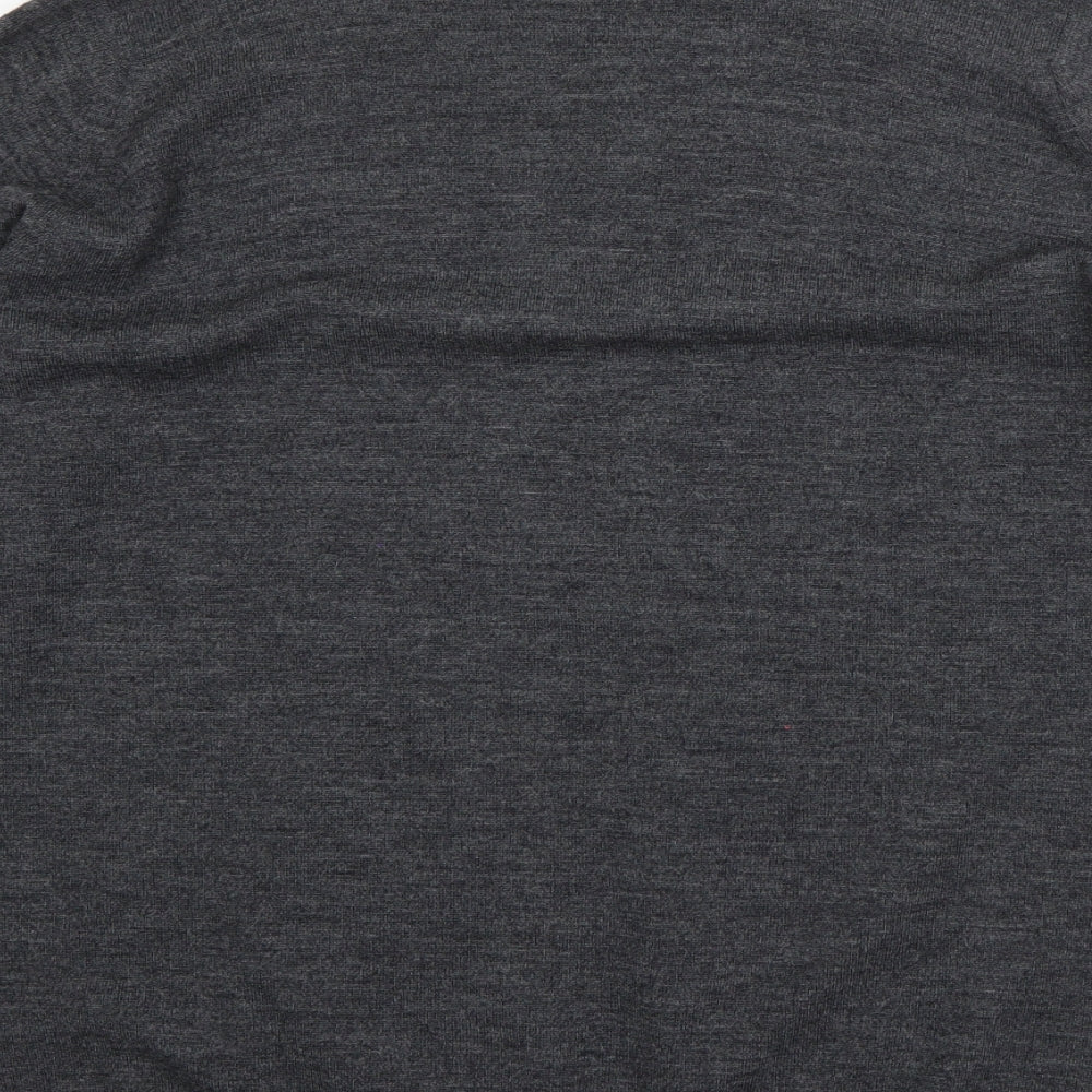 John Smedley Mens Grey Round Neck Striped Wool Pullover Jumper Size M
