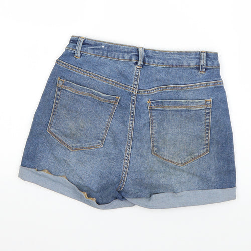 Pimkie Womens Blue  Cotton Hot Pants Shorts Size 8  Regular Button