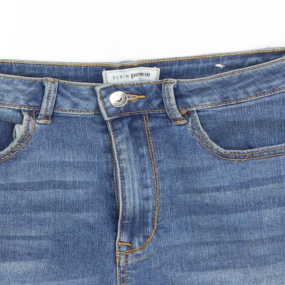 Pimkie Womens Blue  Cotton Hot Pants Shorts Size 8  Regular Button