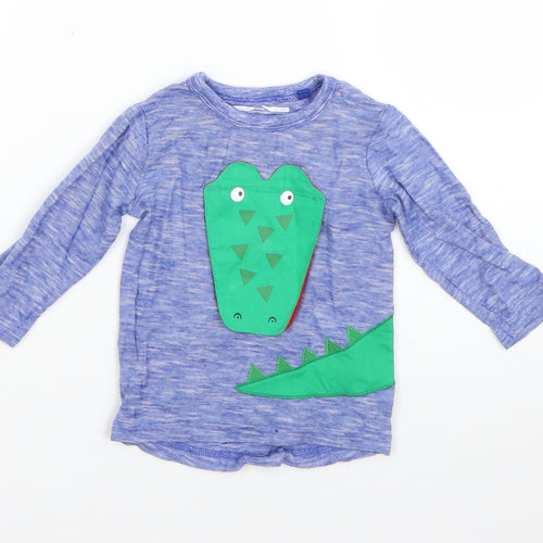 NEXT Boys Blue  Cotton Basic T-Shirt Size 6-9 Months Round Neck  - crocodile