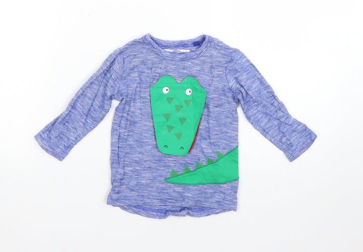 NEXT Boys Blue Cotton Basic T-Shirt Size 6-9 Months Round Neck - crocodile