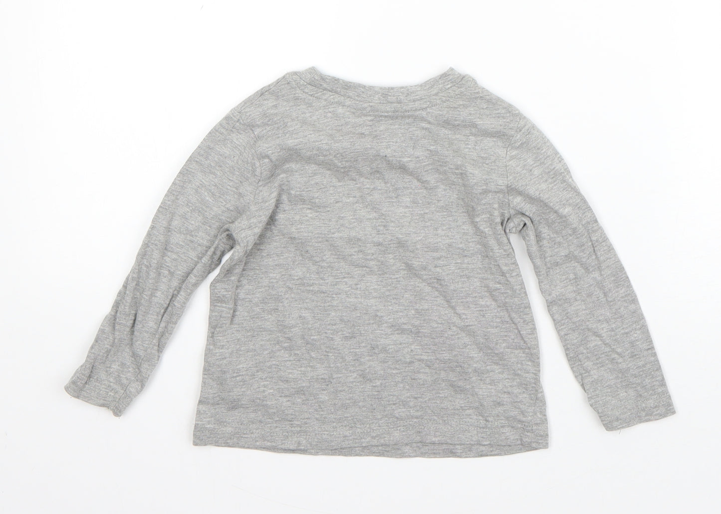 George Boys Grey  Cotton Basic T-Shirt Size 12-18 Months Round Neck  - Awesome