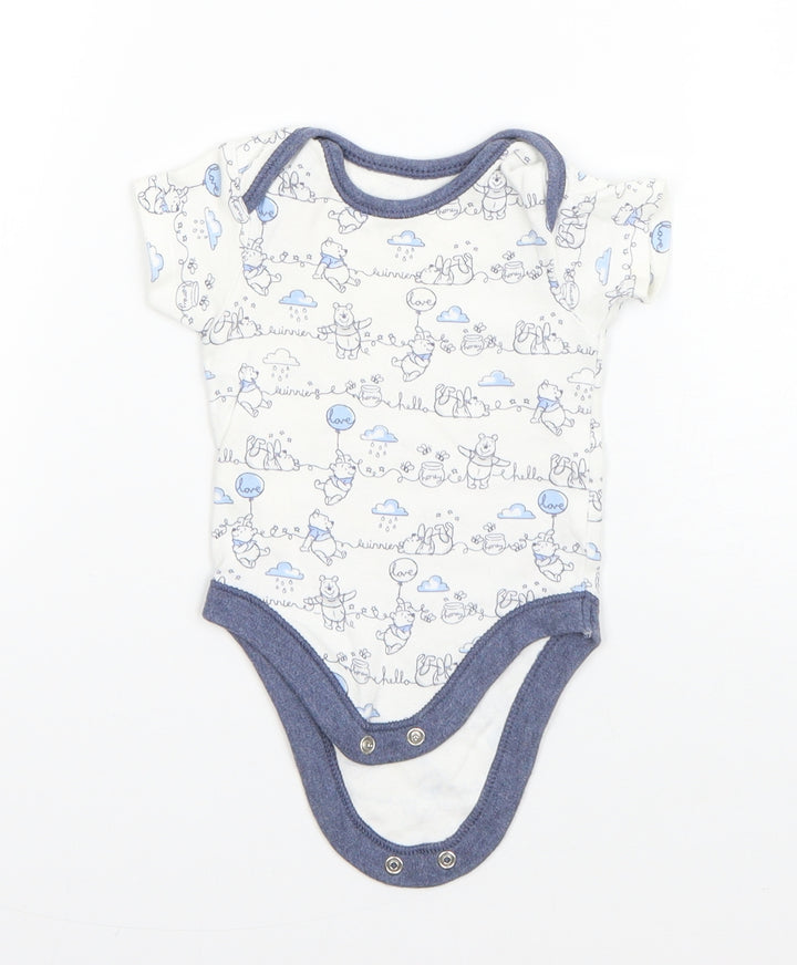 George Boys White Cotton Babygrow One-Piece Size 0-3 Months - Winnie the Pooh