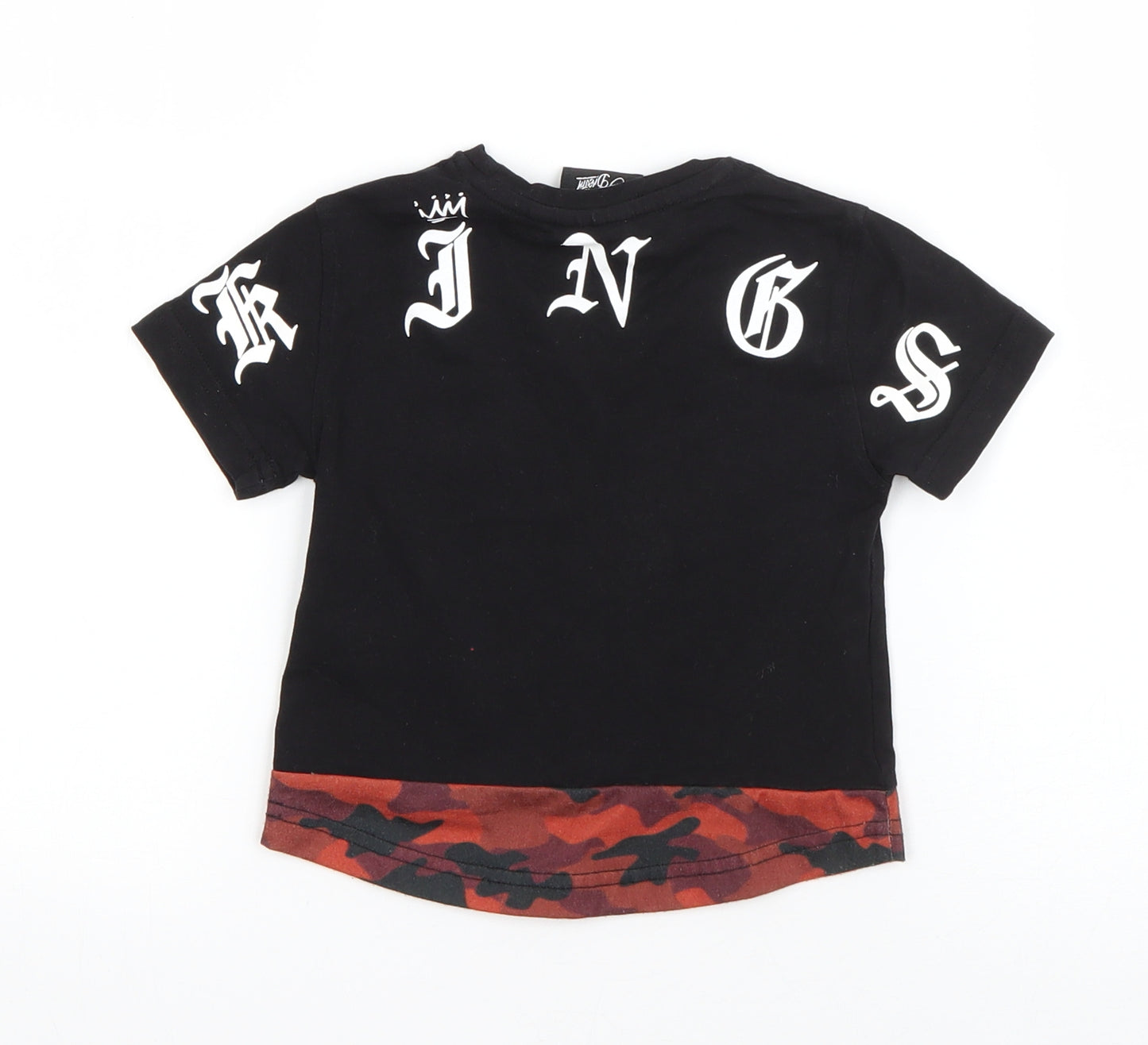 Kings Will Dream Boys Black  Cotton Basic T-Shirt Size 9-12 Months Round Neck