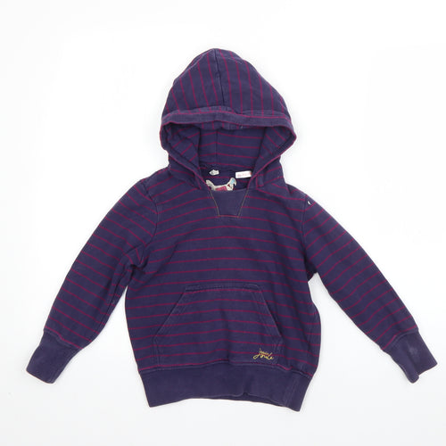 Joule Girls Purple Striped Cotton Pullover Hoodie Size 5 Years