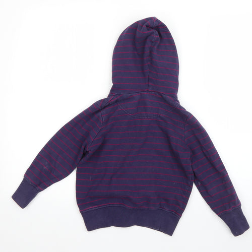 Joule Girls Purple Striped Cotton Pullover Hoodie Size 5 Years