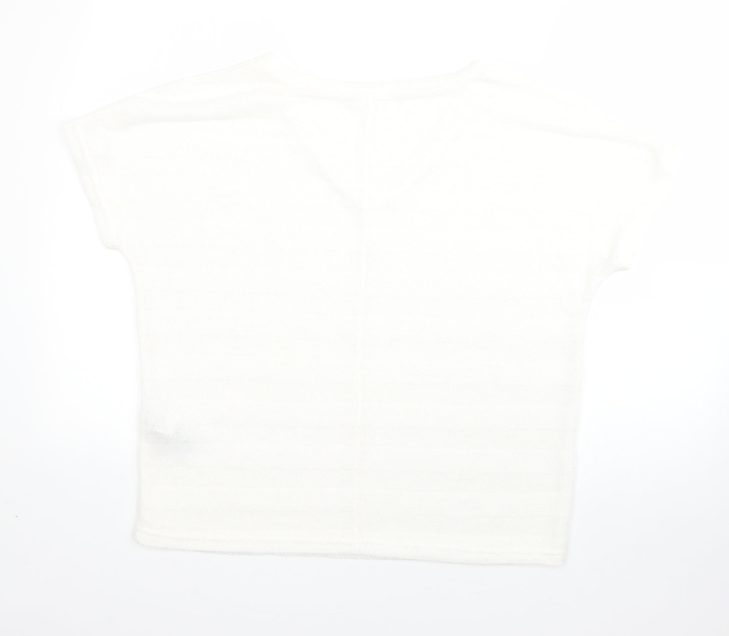 New Look Womens White V-Neck  Viscose Pullover Jumper Size M