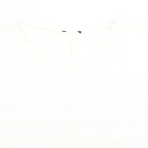 New Look Womens White V-Neck  Viscose Pullover Jumper Size M