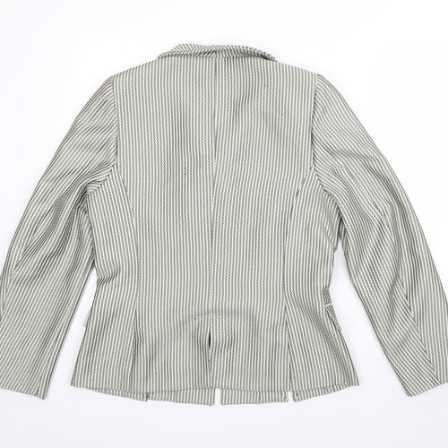 Presen Womens Beige Striped  Jacket Blazer Size 12  Zip