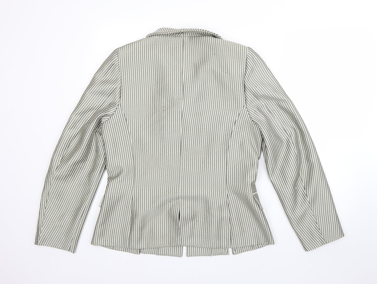 Presen Womens Beige Striped  Jacket Blazer Size 12  Zip