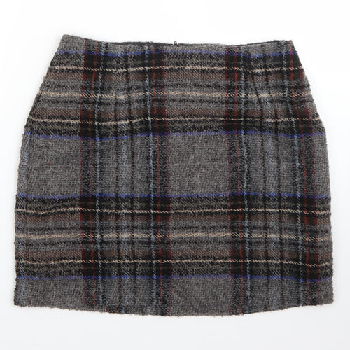 New Look Womens Grey Plaid Wool Straight & Pencil Skirt Size 10