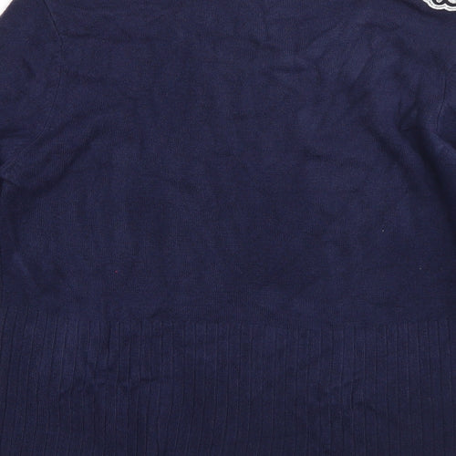 Klass Womens Blue Round Neck  Acrylic Pullover Jumper Size L