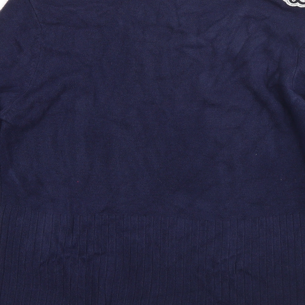 Klass Womens Blue Round Neck  Acrylic Pullover Jumper Size L