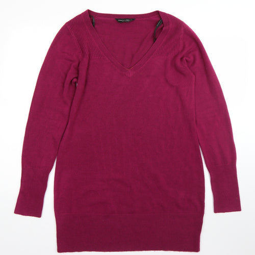 Dorothy Perkins Womens Purple  Acrylic Jumper Dress  Size 14  V-Neck