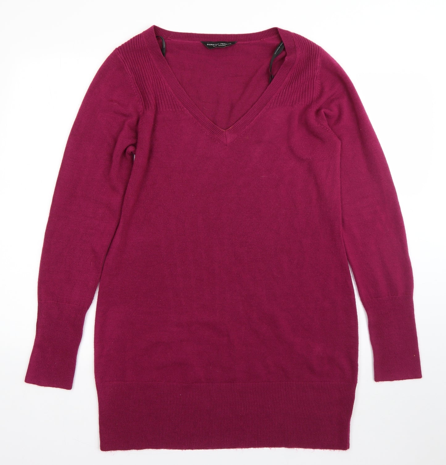 Dorothy Perkins Womens Purple  Acrylic Jumper Dress  Size 14  V-Neck