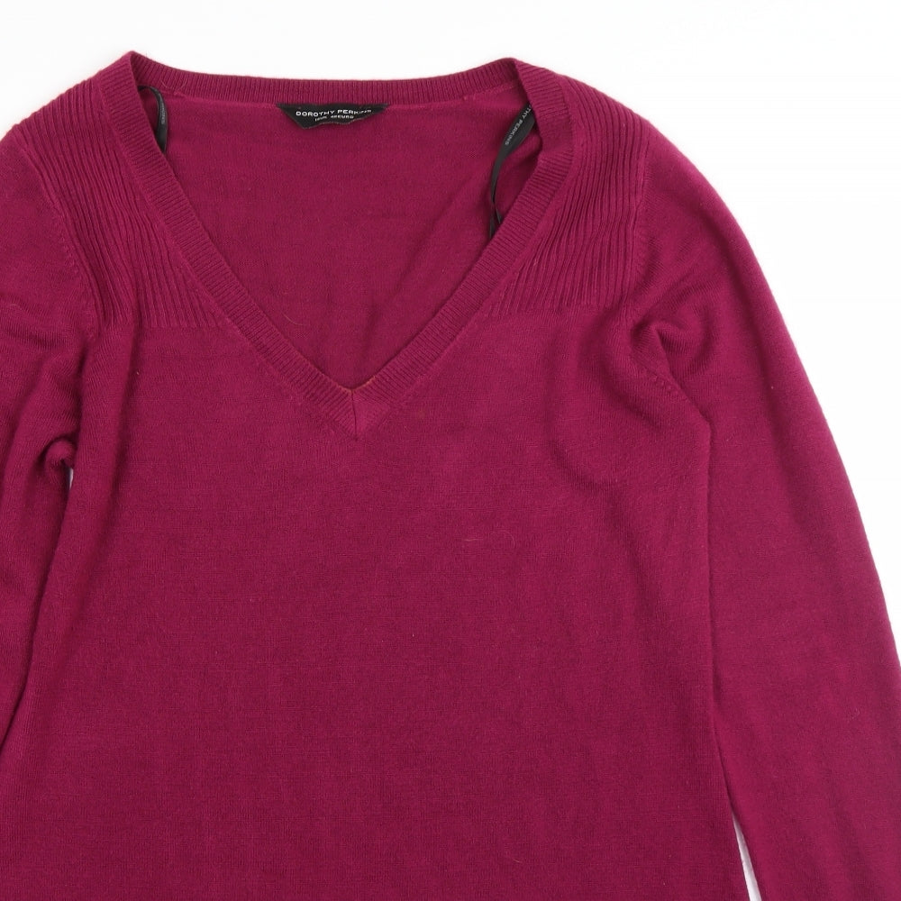 Dorothy Perkins Womens Purple  Acrylic Jumper Dress  Size 14  V-Neck