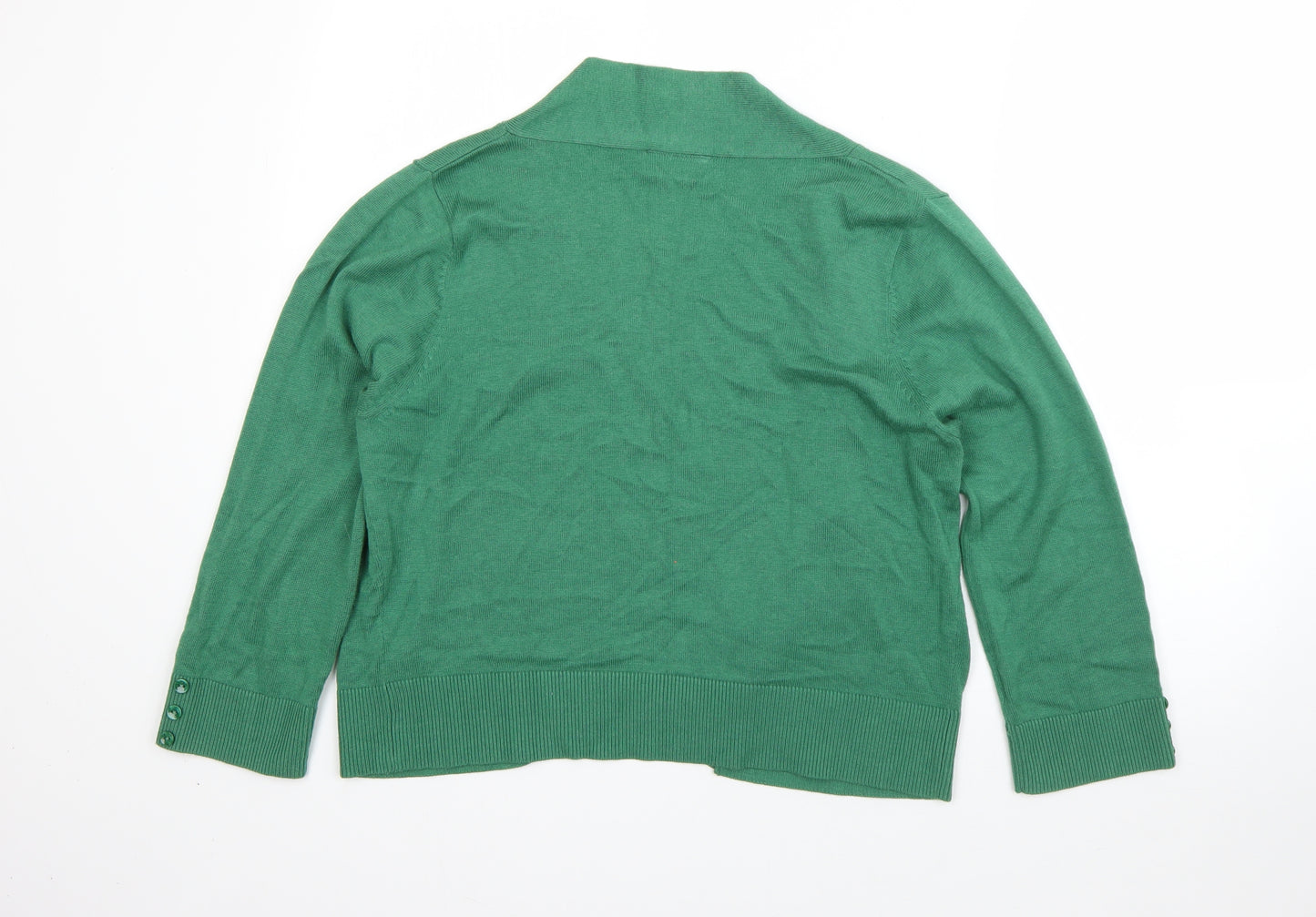 Wallis Womens Green High Neck  Viscose Cardigan Jumper Size L