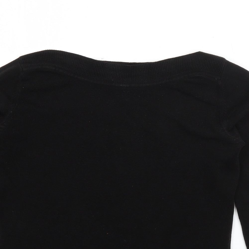 F&F Womens Black Round Neck  Acrylic Pullover Jumper Size 6