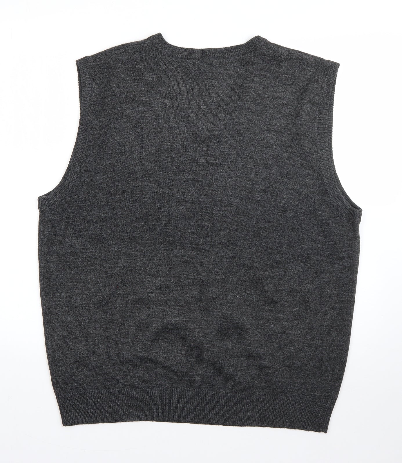 TU Mens Grey V-Neck  Acrylic Vest Jumper Size L