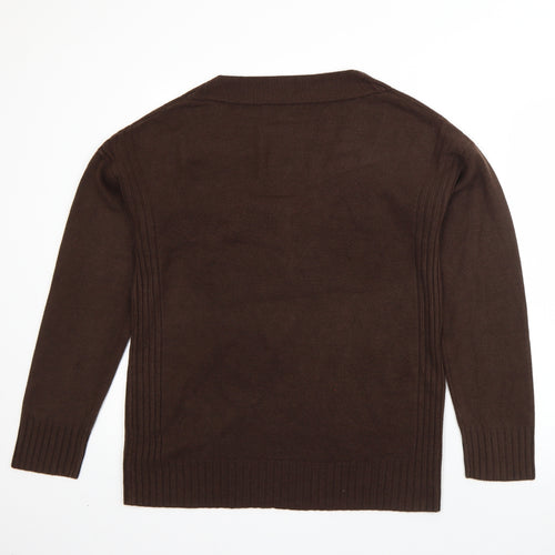 NEXT Womens Brown V-Neck  Acrylic Pullover Jumper Size 20