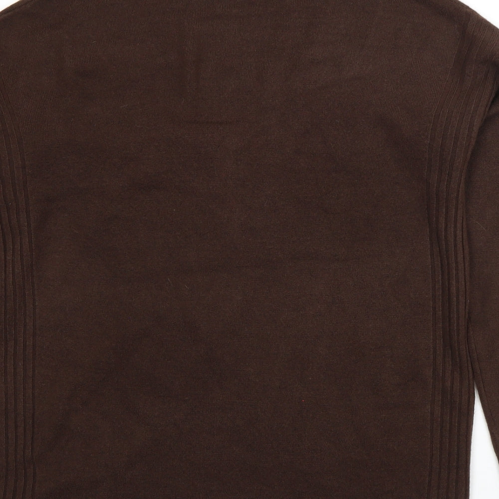 NEXT Womens Brown V-Neck  Acrylic Pullover Jumper Size 20