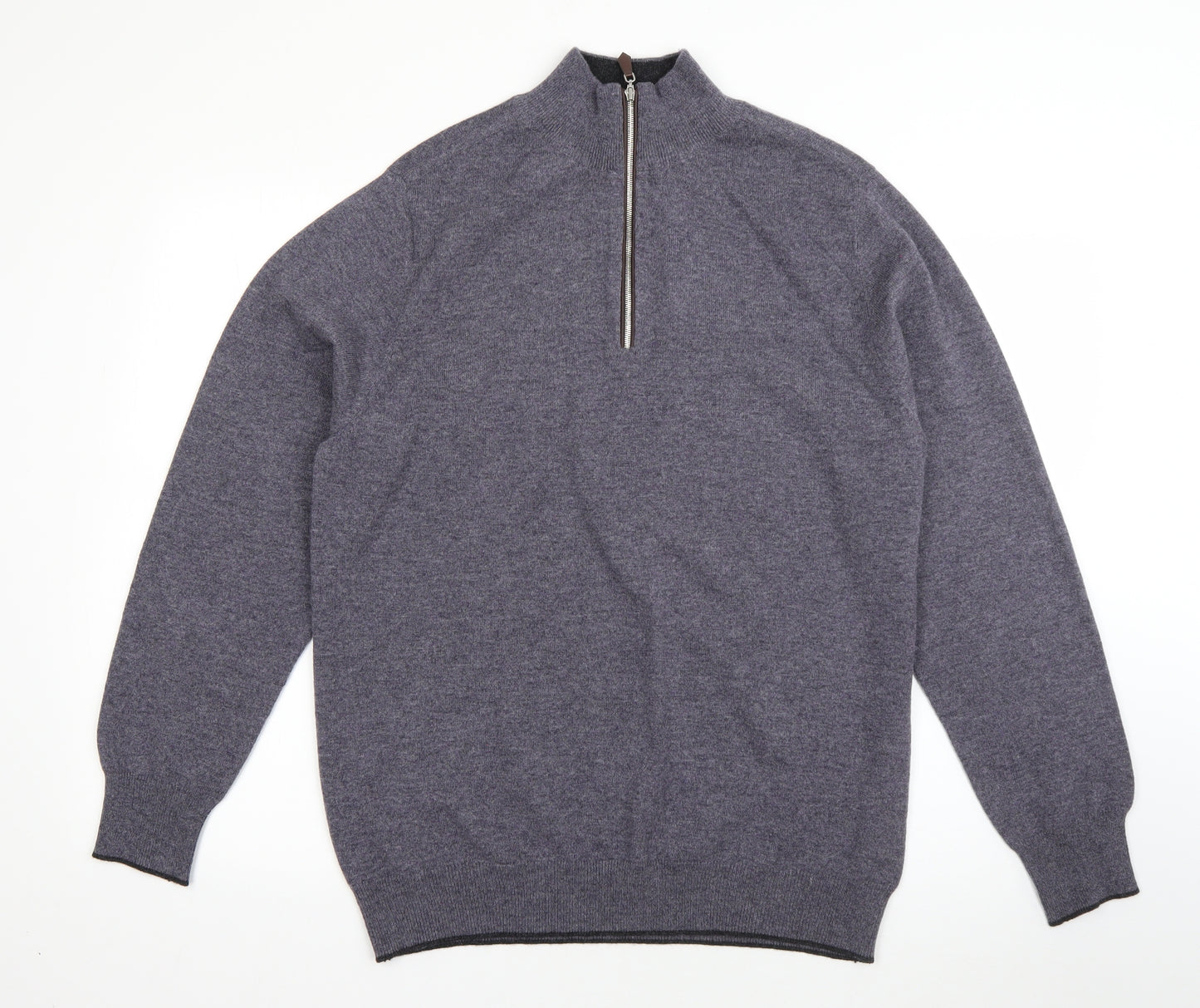 N.Peal Mens Blue High Neck  Cashmere Pullover Jumper Size L
