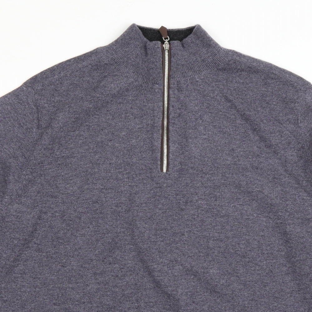 N.Peal Mens Blue High Neck  Cashmere Pullover Jumper Size L