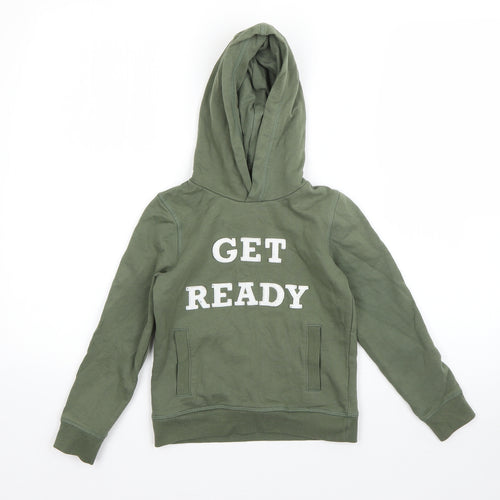 Preworn Boys Green  Cotton Pullover Hoodie Size 6 Years